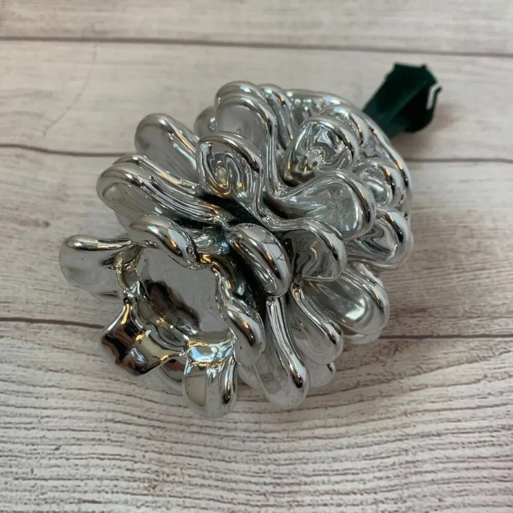 Silver Metal Pinecone Green Planter Stick Christmas Holiday Rustic Winter